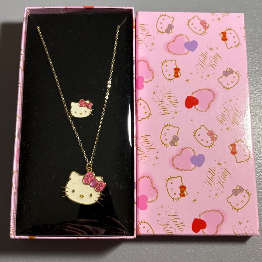 🎄Hello Kitty Necklace and Ring set for girls in gift box NEW